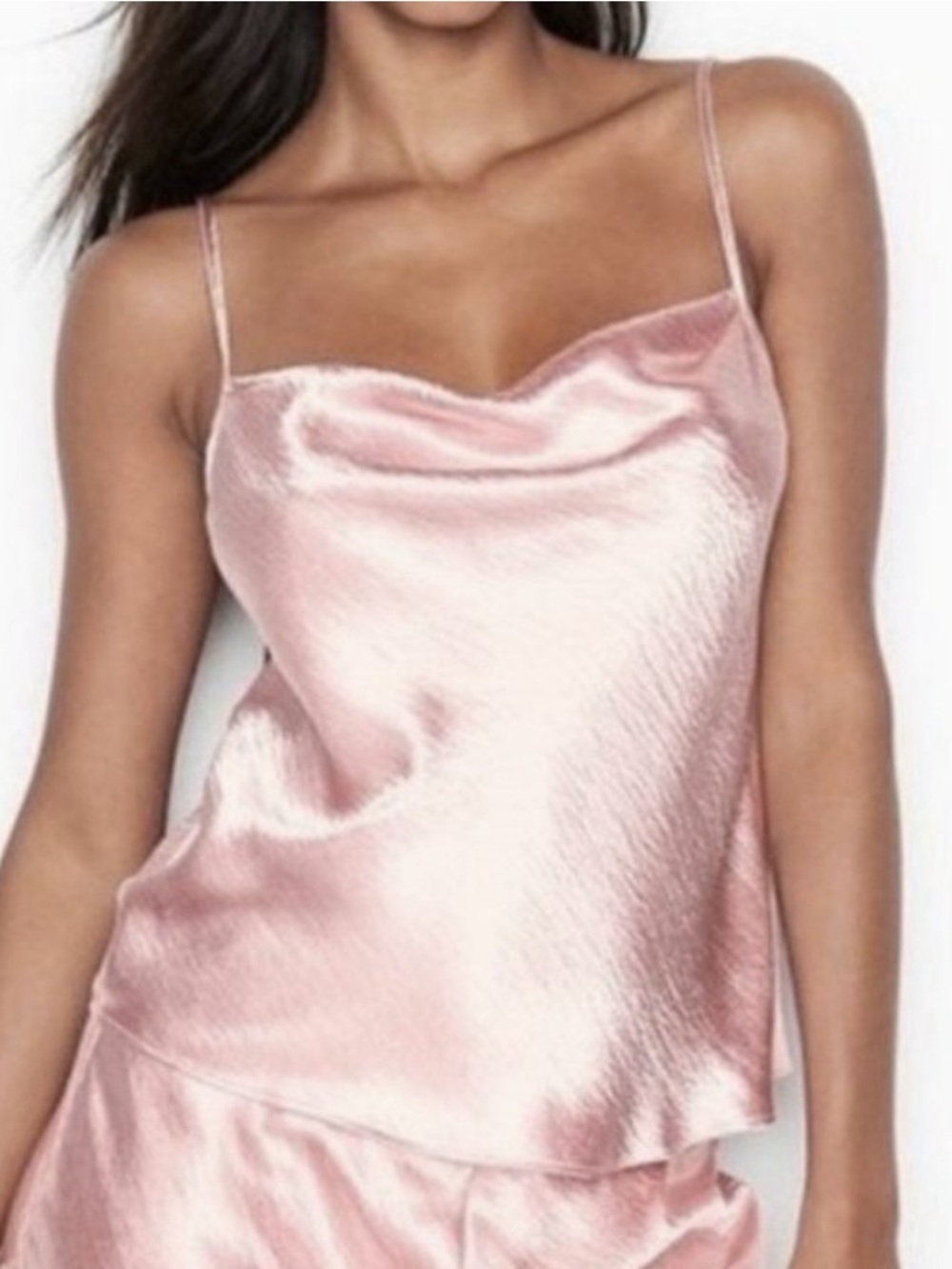 Victoria’s Secret Cowl Neck Cami in Rose Gold Satin | M